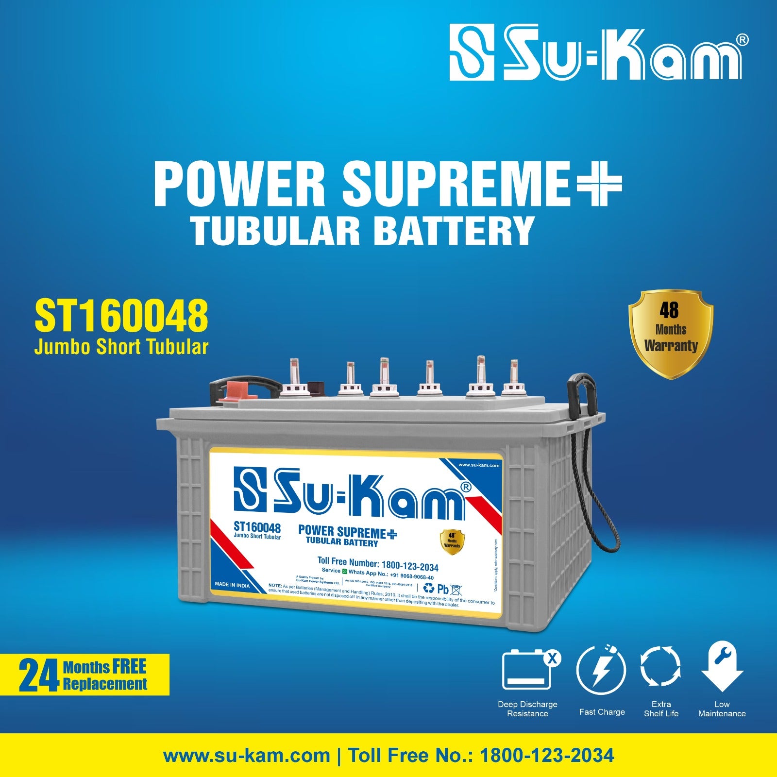 SUKAM Tubular Battery JT 160048