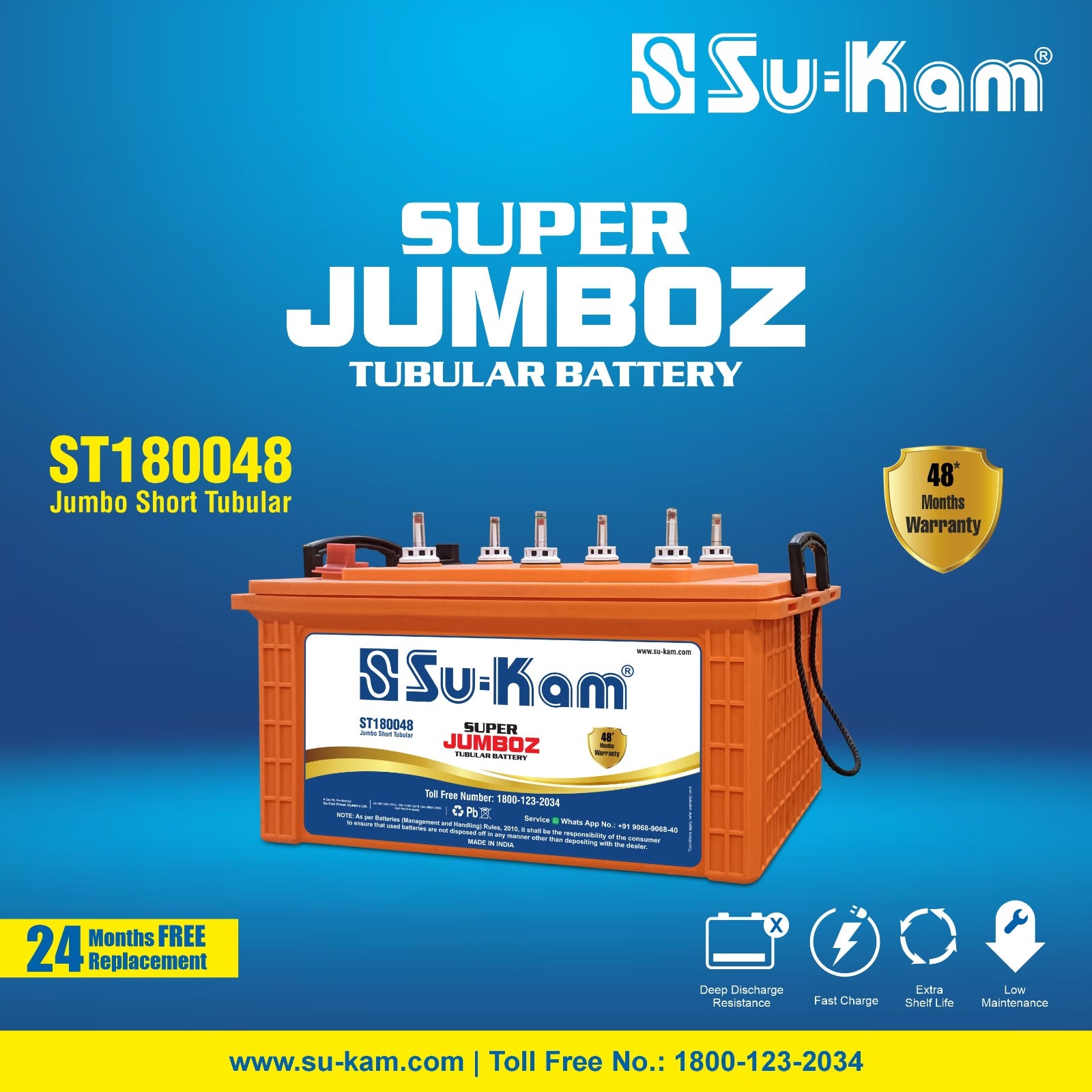 SUKAM Tubular Battery JT 180048